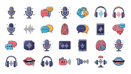Collection of Podcast and Audio Related Icons.