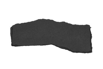 black torn paper background texture isolated on white or transparent png