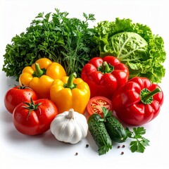 vegetables on a white background