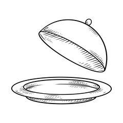 serving tray line art drawing illustration