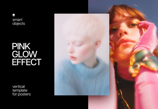 Soft Pink Glow Poster Photo Effect Mockup