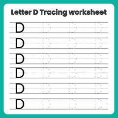 Capital Letter D Tracing Worksheet &ndash; Uppercase Handwriting Practice Page