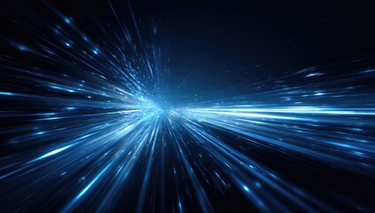 Obraz premium Dynamic blue light streaks create an abstract tunnel effect, suggesting speed and motion