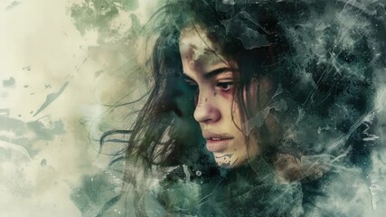 Video A young woman with long hair and a hoodie walking or standing, perfect for scenarios like mystery novels, detective stories, or everyday life