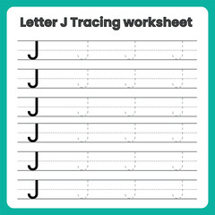 Capital Letter J Tracing Worksheet &ndash; Uppercase Handwriting Practice Page