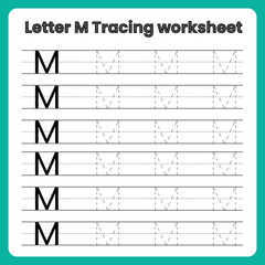 Capital Letter M Tracing Worksheet &ndash; Uppercase Handwriting Practice Page