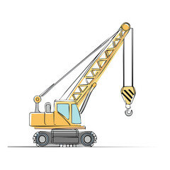Naklejka premium Stylized Illustration of a Yellow Construction Crane with a Hook and Arm Extension