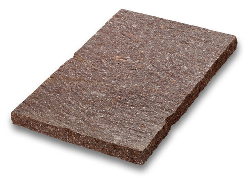 Single red porphyry tile with rough texture and mineral specks&mdash;ideal for outdoor flooring and architectural use.