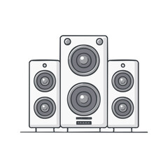 Fototapeta premium Stereo Speaker System Illustration with Subwoofer and Satellite Speakers for Audio Entertainment