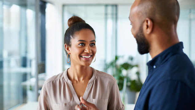 Engaged Professionals Smiling During Office Meeting | Diverse Colleagues Discussing Business Strategy & Teamwork