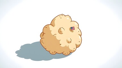 Single popcorn kernel shaped with rounded American flag silhouette in minimalist patriotic style for National Popcorn Day artwork