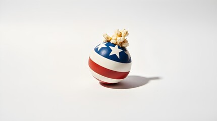 Single popcorn kernel shaped with rounded American flag silhouette in minimalist patriotic style for National Popcorn Day artwork