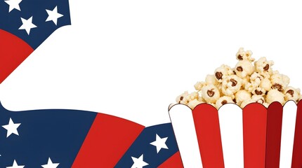 Single popcorn kernel shaped with rounded American flag silhouette in minimalist patriotic style for National Popcorn Day artwork