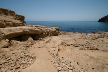 Outcrop of bioclastic limestone in Rodalquilar, Cabo de Gata-Nijar Natural Park, Spain