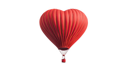 Obraz premium Red heart shaped air balloon floating upward with smooth glossy surface creating bright romantic visual appeal on white background