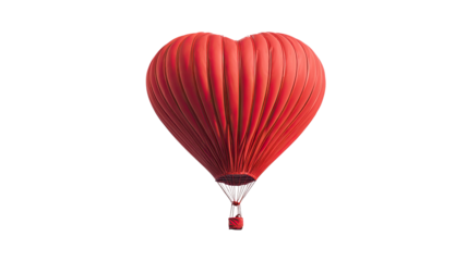 Red heart shaped air balloon floating upward with smooth glossy surface creating bright romantic visual appeal on white background
