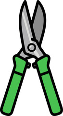 Green handled pruning shears for gardening and landscaping tasks.