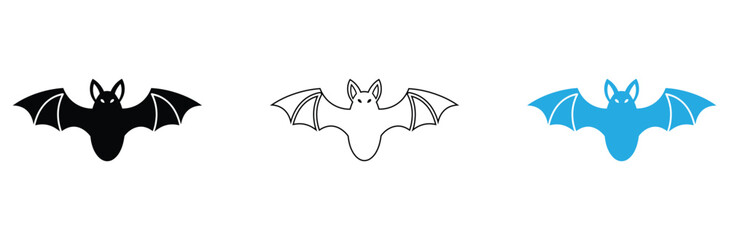 Stunning collection of stylized bat icons offering solid fill outline and vibrant color variations perfect for Halloween design