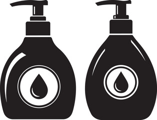 Obraz premium Two black soap dispenser bottles silhouette