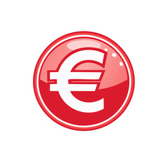 Obraz premium Glossy Red Euro Currency Symbol - Icon of European Finance, Payment, and Trading