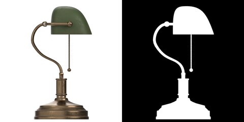 3D rendering illustration of a Banker's Lamp