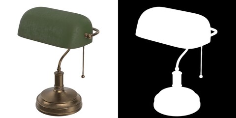 3D rendering illustration of a Banker's Lamp