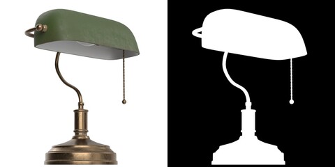 3D rendering illustration of a Banker's Lamp