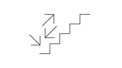 a minimalist representation of a staircase depicted in a black line drawing style offering versatility on transparent background silhouette high quality professional detailed modern elegant stylish