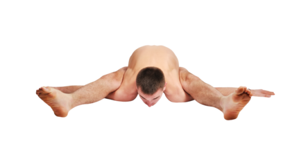 A muscular man doing a yoga asana