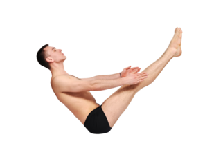A muscular man doing a yoga asana
