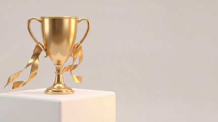 A trophy is presented during the awards ceremony at an annual sports event held in the city park. Participants gather to celebrate achievements and recognize champions.