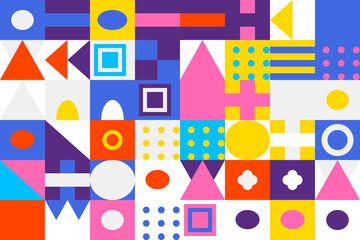 Fototapeta premium Geometric shapes pattern with vibrant colors and playful abstract design element