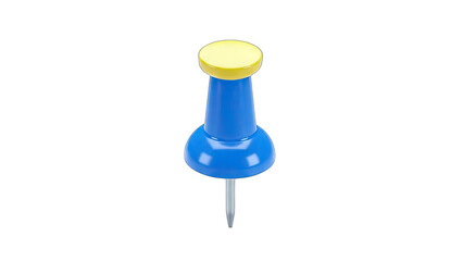 Fototapeta premium Blue Push Pin Isolated on White Background