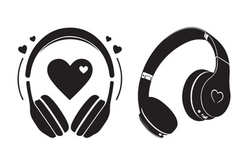Headphones with hearts symbolizing love for music