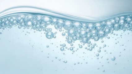 Transparent water with bubbles near the surface, creating an effect of freshness