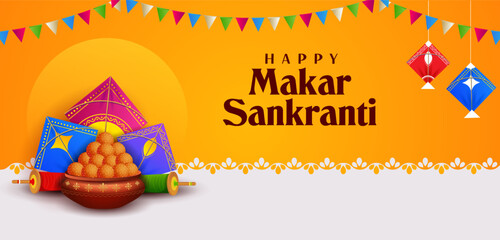 Makar Sankranti wallpaper with colorful kite for festival of India