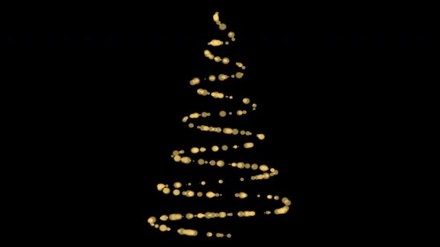 Looping Glowing Spiral Christmas Tree Animation with Twinkling Lights on Transparent Alpha Channel &ndash; Festive Holiday 4K Element