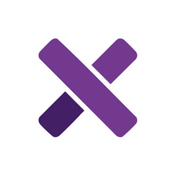 Abstract Purple X Shape Symbol: Modern Cross Icon Graphic, Intersection Sign, Logo Element