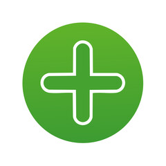 Obraz premium Green Circle with White Plus Sign Icon Addition Positive Symbol Illustration