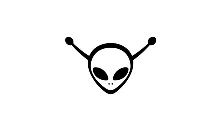 Alien face horns black white icon 
