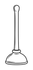 black and white plunger with handle without background