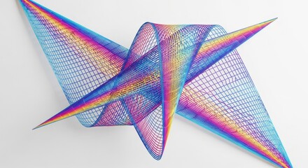 Futuristic Bending Holographic Grid