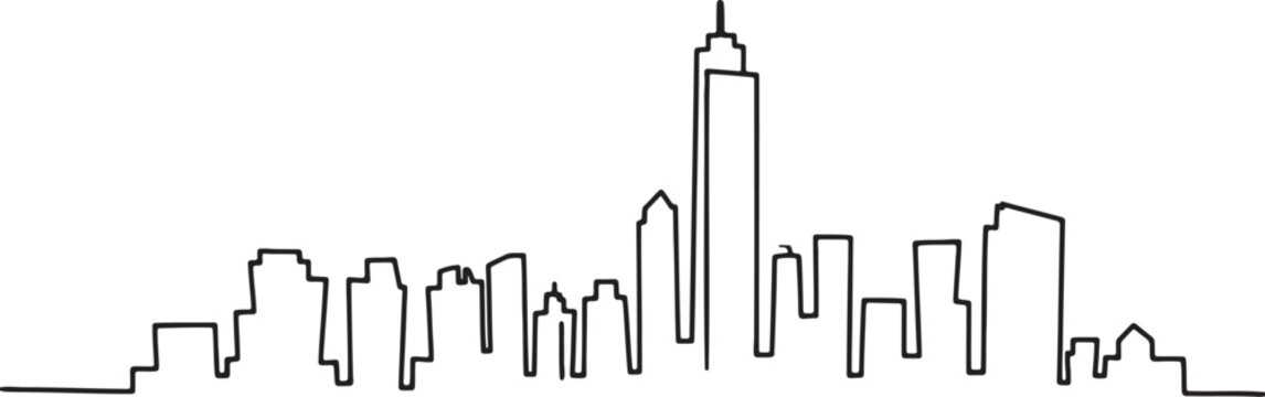 New york city united states famous modern cityscape skyline continuous one line drawing minimal style