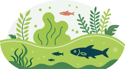 Naklejka premium Algae Bloom Icon Covering Pond Surface
