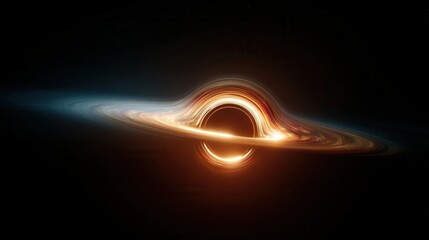 Black hole with luminous accretion disk and energy trails in outer space
