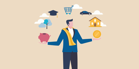 Balancing life s priorities a man juggling goals like home education and finances