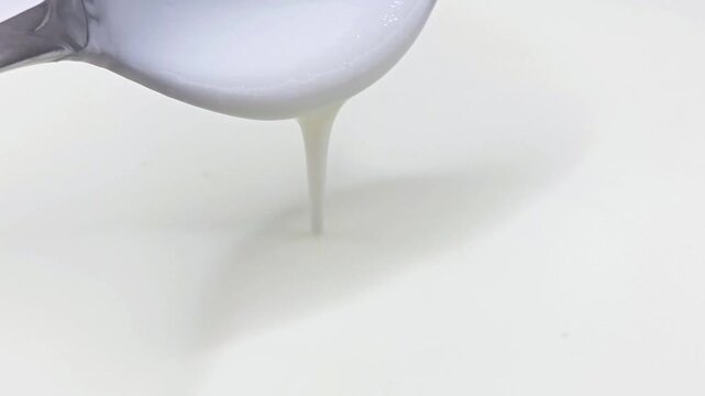 Cold refreshing white buttermilk texture close-up. Food background