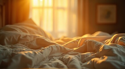 Messy Bed with Sunlight