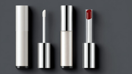 Obraz premium Elegant cosmetic lip gloss container with applicator, showcasing a chic and sophisticated beauty product