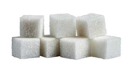 Set of sugar cubes cut out, isolated on a white background